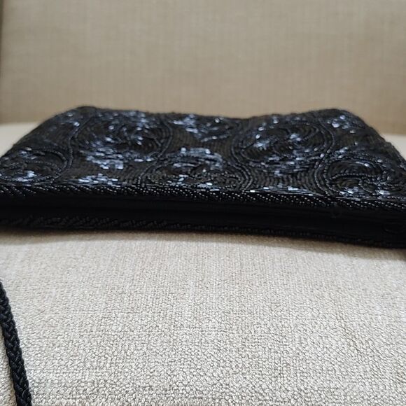 Andre Cellini Black Beaded Special Occasion Shoulder Bag Vintage - Picture 10 of 12
